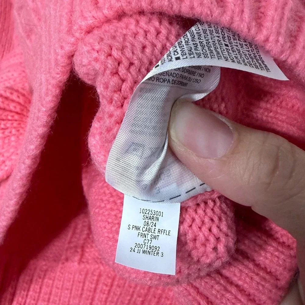 Janie and Jack Girls Pink Cable Knit Ruffle‎ Front Sweater Size 3 Toddler Winter